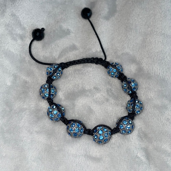 silver with blue gem Shamballah bracelet - Picture 3 of 5